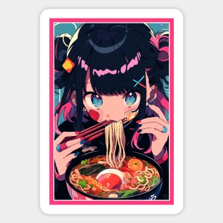 Cute Anime Girl |  Ramen Noodles | Hentaii Chibi Kawaii Design Sticker